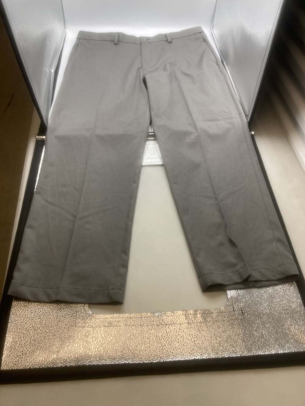 Haggar Men's Cool 18 Pro Classic Fit Flat Front Dress Pants Gray 38x30